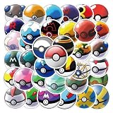 Pacote misto de adesivos de anime com bola de monstro com 50 peças, adesivos de anime para adolescentes à prova d'água para garrafa de água, laptop, bagagem, capacete, skate, guitarra (bola)