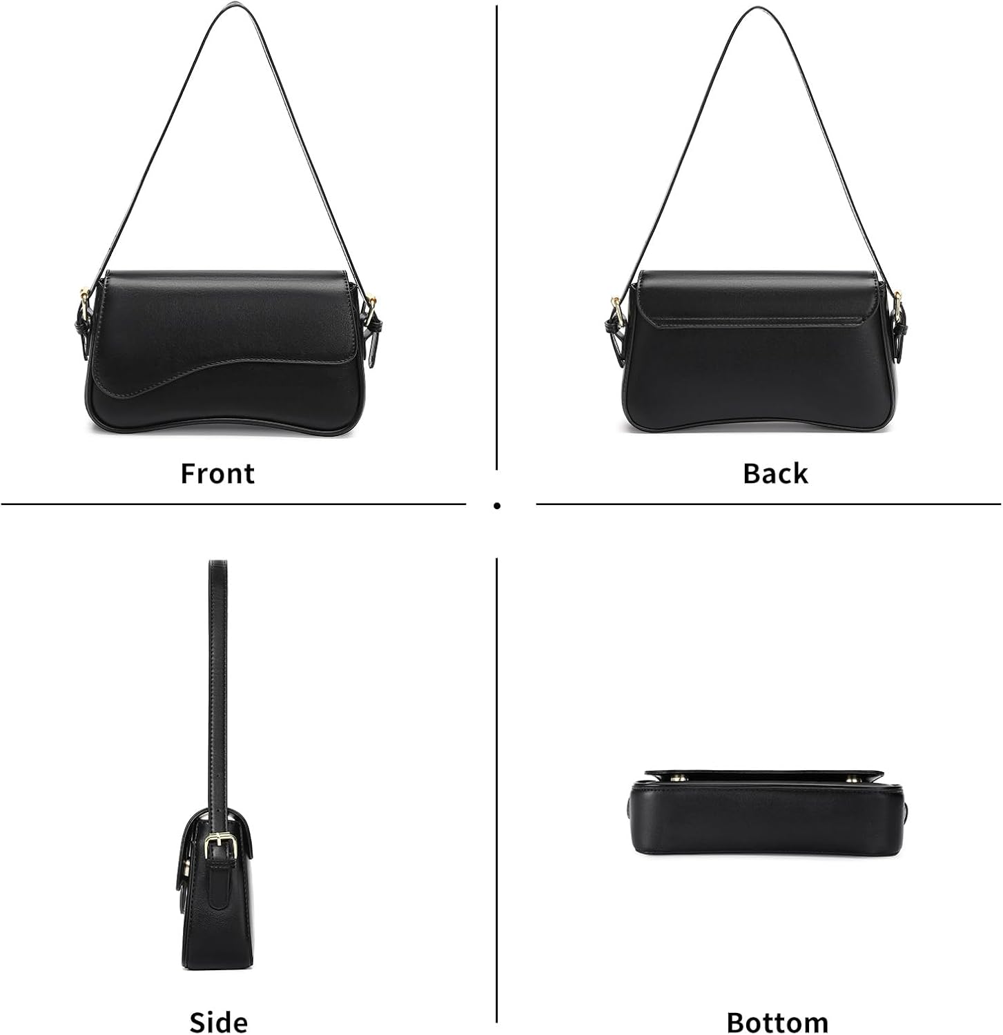 FALAN MULE Trendy Underarm Shoulder Bag for Women, Vegan Leather Small Curved Clutch Purse Cute Mini Hobo Handbag