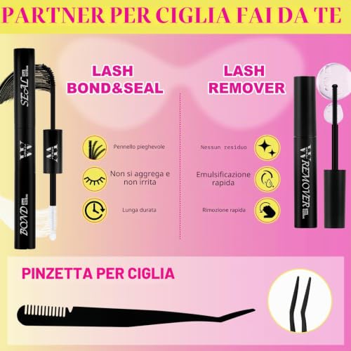 WLFRHD QFY, D-Mix8-16, set di extension per ciglia, set da 144 pezzi con singoli ciglia, adesivo e sigillante, per rimozione ciglia, applicatore per estensioni ciglia (QFY, D-Mix8-16) - Immagine 4