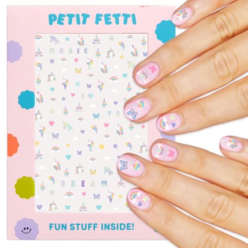 xo, Fetti Kids Unicorn Nail Stickers - 524 Decals | Birthday Girl Party Favors, DIY Home Activity, Gift, Cute Nail Transfer, Rainbow, Butterfly, Easter Basket