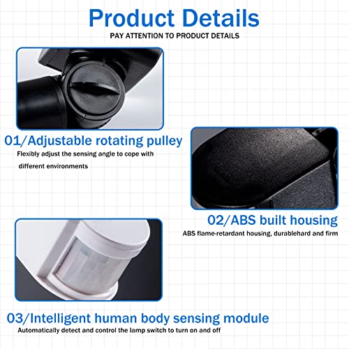 Automatic Infrared Motion Sensor: 3Pcs Black Motion Detectors Replacement Motion Sensor Pir Sensor Smart Motion Sensor For Wall Indoor Outdoor Security Activated Led Flood Light #TOP2