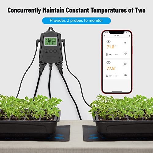 Inkbird Wifi Temperature Controller Combo With 2 Heat Mats For Plants Germination Seed Starting, Ipt-2Ch Smart Thermostat With 2 Outlets And 2 Probes (Combo) #TOP1