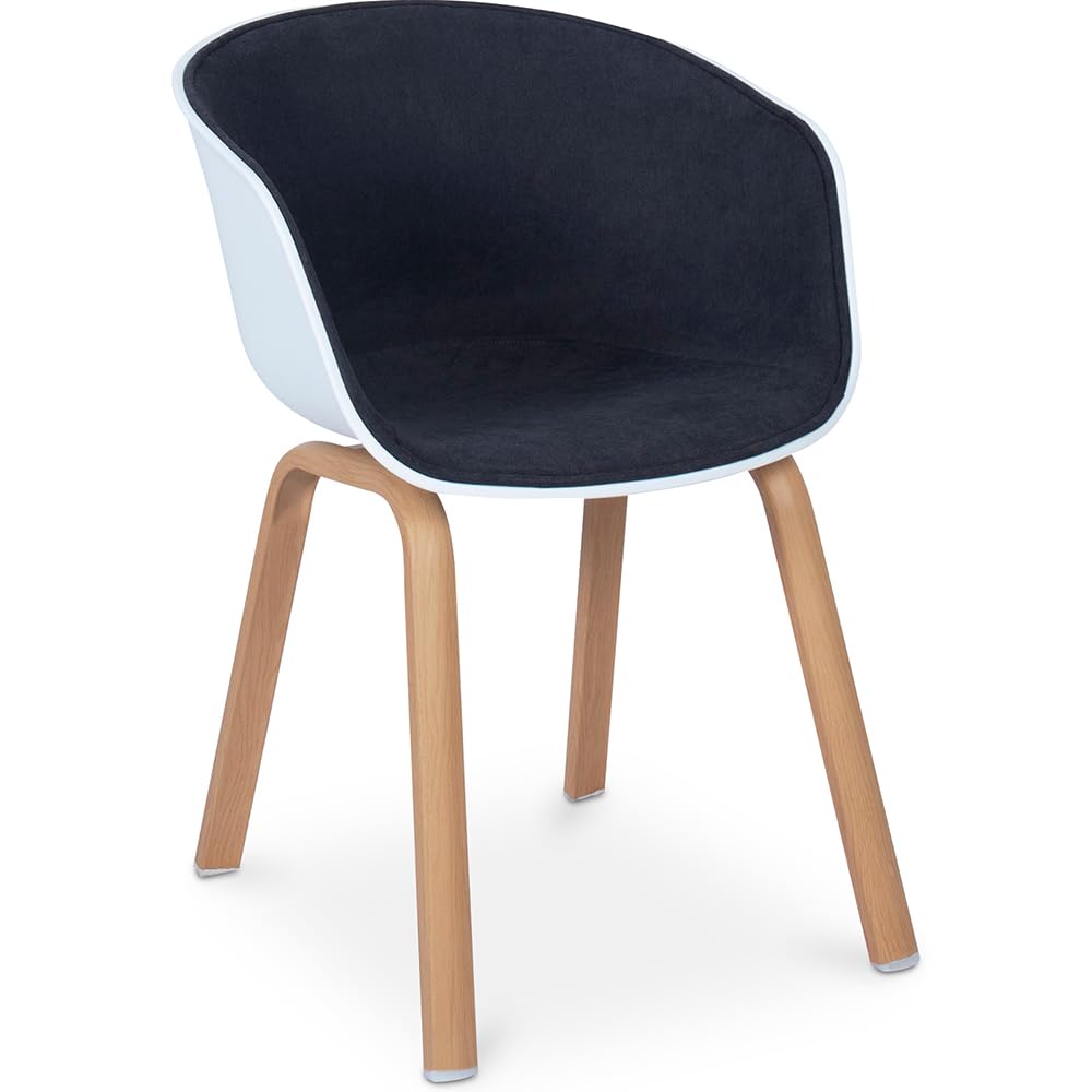 Scandinavian Style Silla de comedor escandinava acolchada con reposabrazos, color gris oscuro