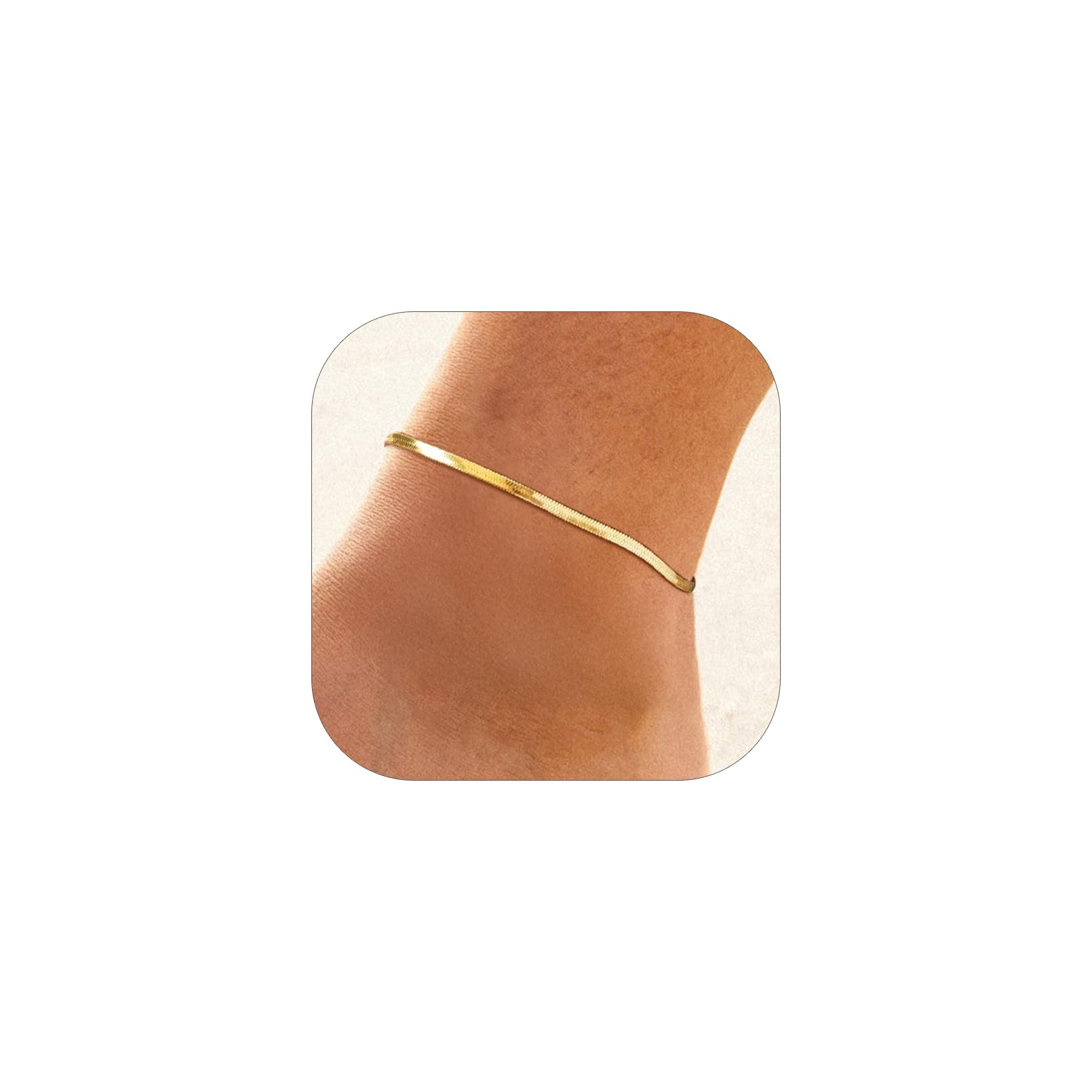 FOCALOOK 14K Gold Plated Anklets for Women, Plus Size Anklet Bracelet Chain