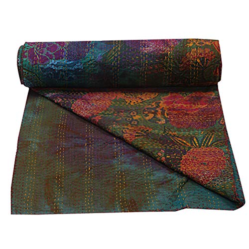 Bedding Bedspread Quilts Indian Kantha Bedcover Hippie Reversible Handmade Cotton Throw Blanket Bohemian Tie Dye Bedcover Boho Queen Size Coverlets #TOP2