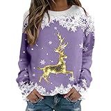 Sweat-shirt féminin élégant sans capuche avec col du cou et manches longues orné d'un imprimé tendance de festif pour un style streetwear unique