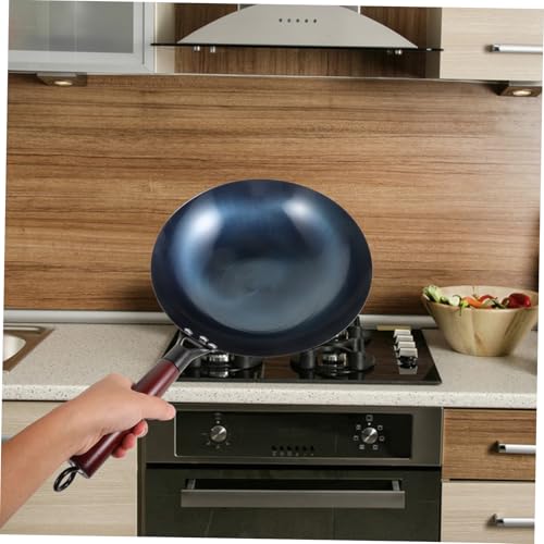 Wok de hierro antiadherente con mango de madera miniatura 5
