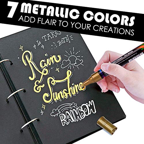 MISULOVE Metallic Markers Pen, for Art Rock Painting, DIY Crafts, Fabric, Glass, Ceramic, Permanent Oil Paint Marker Pens, Christmas Gift, Pumpkin Painting Kit for Kids, 15 Colors/Set