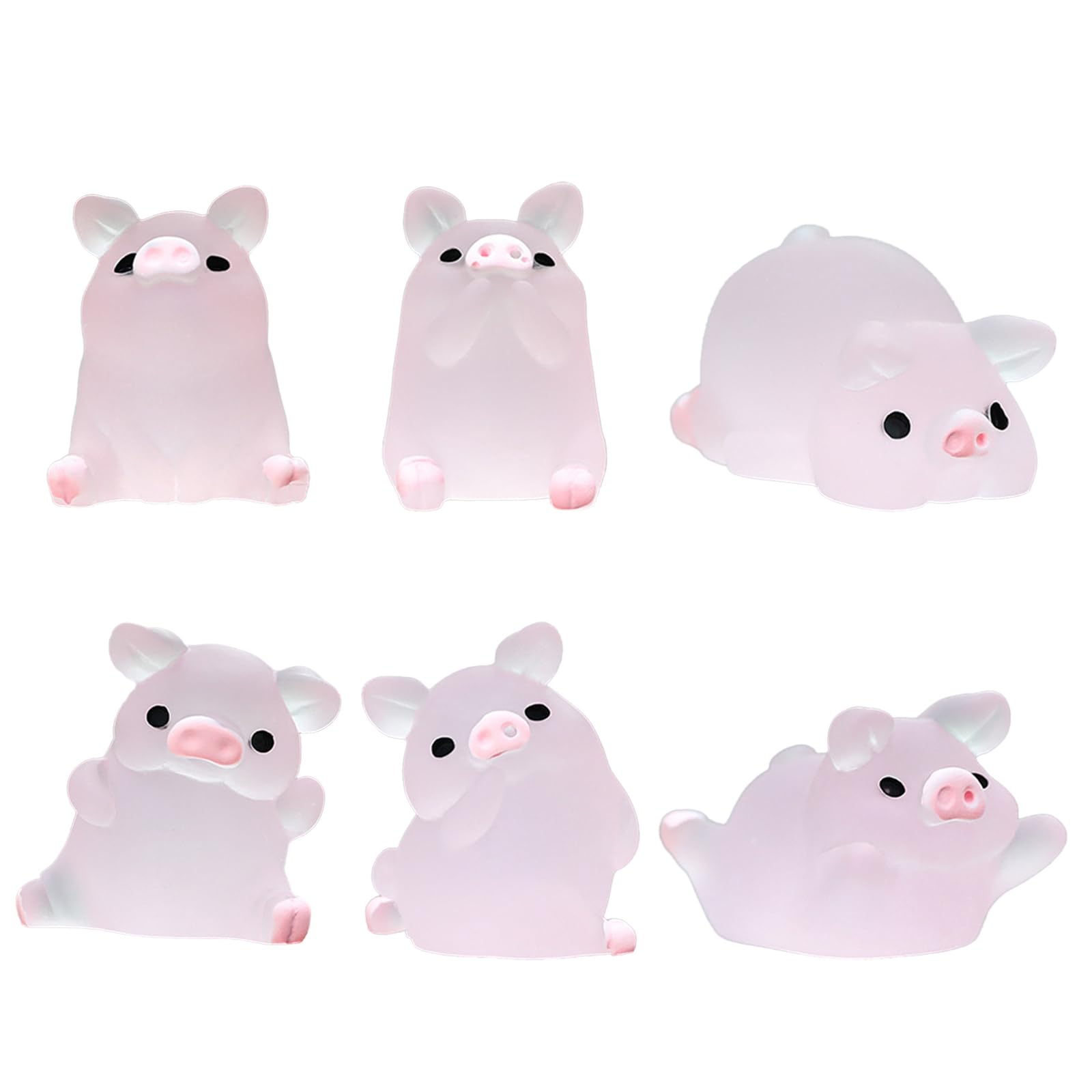 Maxtonser 6Pcs Ornaments Car Keys Resin Piggy Figures Ornament Miniature Garden Pigs Figurines Resin Piggy Pigs