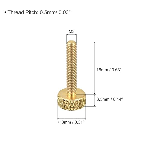 Miniatura 2 de uxcell 5 tornillos moleteados de latón, M3x16mm Flat Grip Bolt Perillas sujetadores para electrónicos, mecánicos