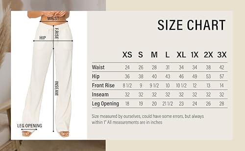 Cali1850 Women's Casual Linen Pants - 32" Inseam Oceanside Drawstring Smocked Waist Lounge Beach Trousers With Pockets 7024Z-Lnn247 Navivry S Navy Ivory #TOP5