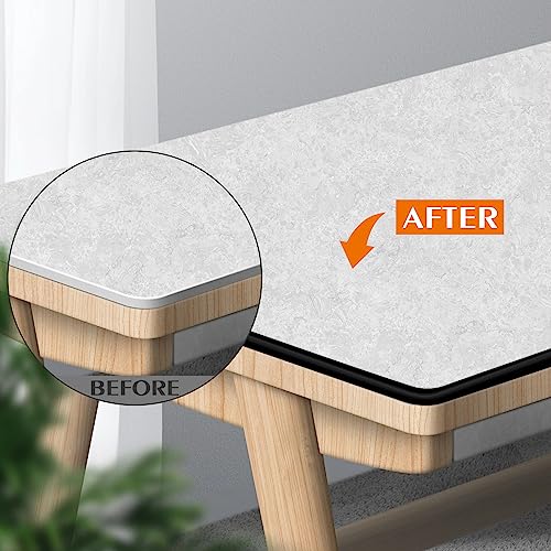 Image of Peel and Stick Tile Edge Trim 25Ft L-Shape Tile Outside Corner Molding Vinyl Tile Exterior Trim Edging Moulding for Bathroom Tile Backsplash & Shower Wall Edges Furniture Decoration - Black
