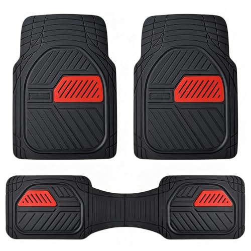 Image of Coverado Car Mats Full Set, All Weather Floor Mats for Cars, Waterproof Deep Dish Automotive Floor Mats with Anti-Slip Backing, Car Floor Mats Universal Trim-to-Fit for Most Cars Trucks, BlackRed