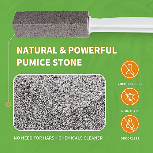 [2022 Upgraded] Pumice Stone For Toilet Cleaning With Extra Long Handle, Toilet Bowl Cleaner Brush, Remove Stains, Hard Water Ring/Limescale/Rust/Iron #TOP4