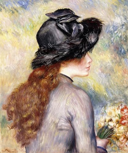 Pintura sobre lienzo Renoir ragazza con tulipani cuadro 60x90cm