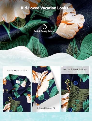 Image of PATPAT Family Hawaiian Matching Outfits - Mommy and Me Vacation Outfits | Halter Sundresses and Button Down Shirts,Caribbean Vacation Summer Tropical Outfits,Hawaiian Boho Tropical Floral Printed