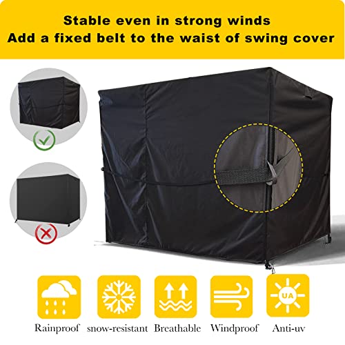 Sihaian Outdoor Swing Cover 2/3 Seater Patio Swing Cover Waterproof Swing Covers For Outdoor Furniture Garden Swing Cover Glider Chair Cover Heavy Duty Swing Cover 420D M(65L×50W×66H) Inch #TOP2