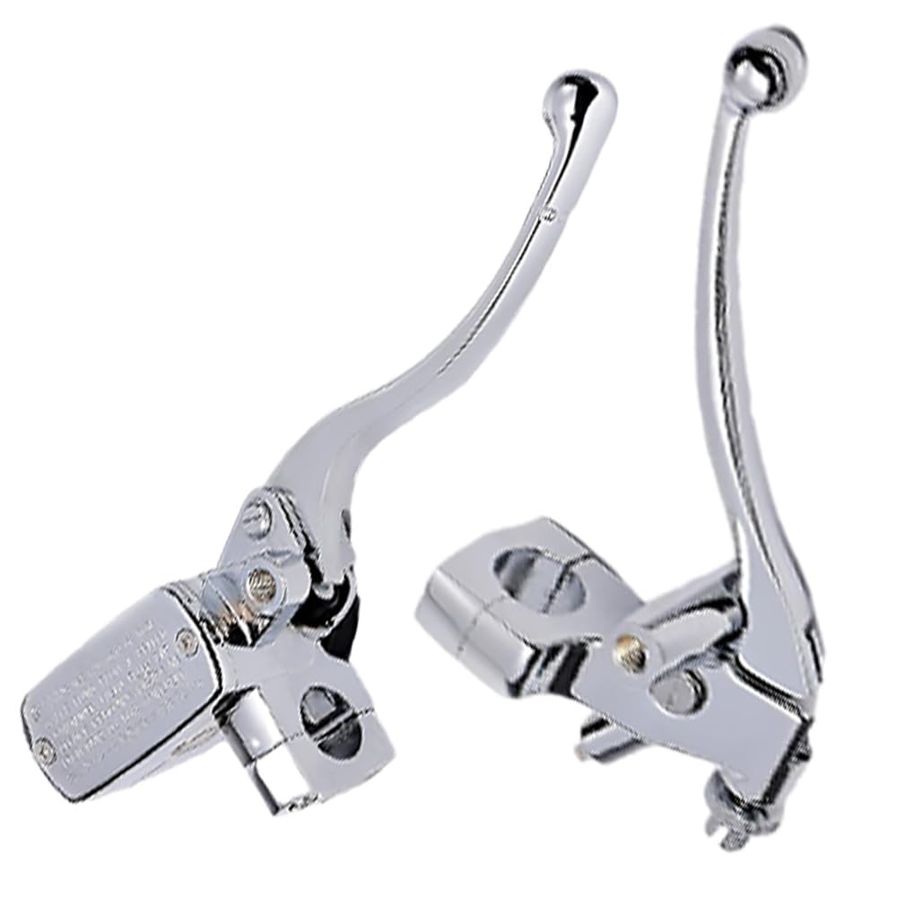 Baceyong Moto 25 mm Levier de maître-cylindre de frein et d'embrayage hydraulique Ensemble de poignées de moto Compatible avec la plupart des motos Chrome