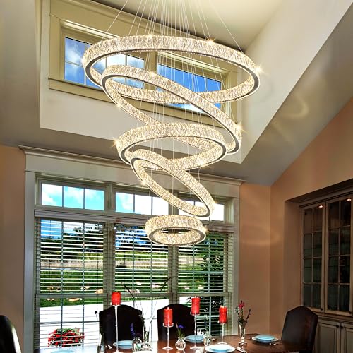 IDEQUY Modern Crystal Chandelier for Foyer and Staircase