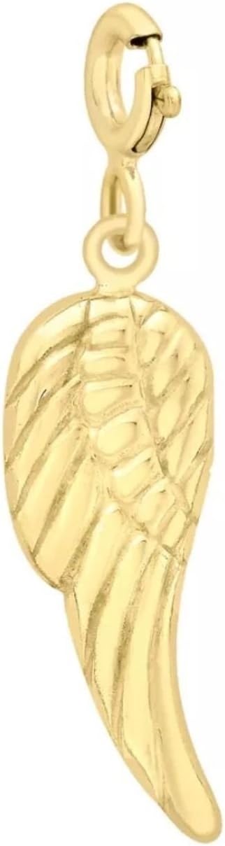 9ct Yellow Solid GOLD Angel Wing & Clasp Charm Bracelet/Pendant UK Gift Boxed + FREE Gift Town Talk Gold Cloth
