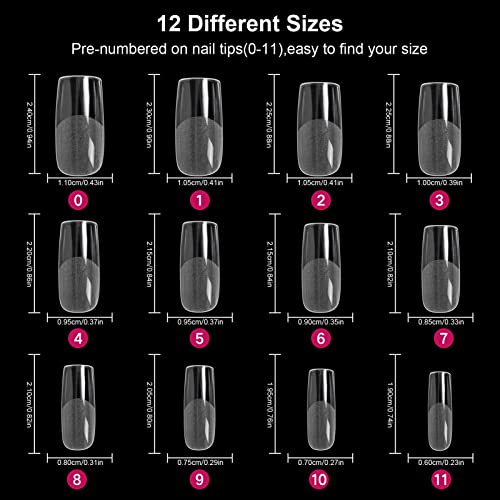 Krofaue 120Pcs Full Cover Square Fake Nails,Pre-Shape Square Press On Nails Acrylic False Nails For Nail Extension,12 Sizes French Square Shaped False Nail Tips For Nail Salons And Diy Nail Art thumb #1