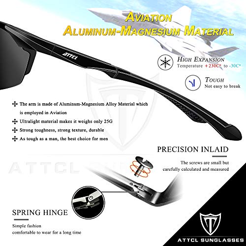 ATTCL Polarized UV Protection Sports Fishing Driving Sunglasses for Men Al-Mg Metal Frame Ultra Light Green4