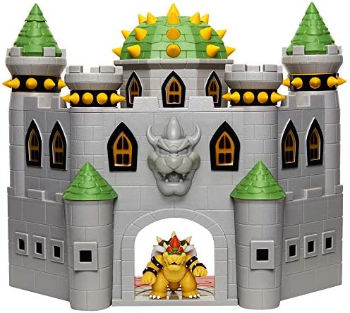 Nintendo Bowser's Castle Super Mario Deluxe Bowser's Castle Playset with 2.5" Exclusive Articulated Bowser Action Figure, Interactive Play Set with Authentic in-Game Sounds