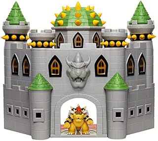 Nintendo Bowser's Castle Super Mario Deluxe Bowser's Castle Playset with 2.5" Exclusive Articulated Bowser Action Figure, Interactive Play Set with Authentic in-Game Sounds
