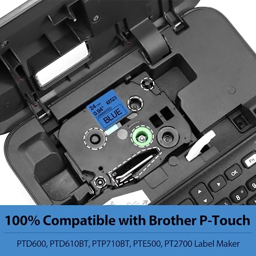 Image of Label KINGDOM 24mm Blue Label Tape Replacement for Brother TZe-551 TZe551 1 Inch Black on Blue TZe Tape 24mm 0.94 Laminated Compatible with Brother P Touch PTD600 PTD610AD PTP700 PT2730, 3-Pack