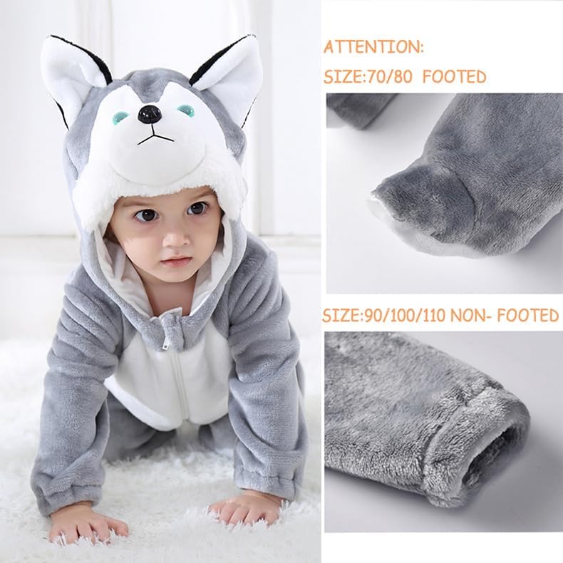 Baby Grey Dog Halloween Costumes For Kids Infant Toddler Boys Girls Animal Puppy Onesie Pajamas Costume Outfit - Image 4