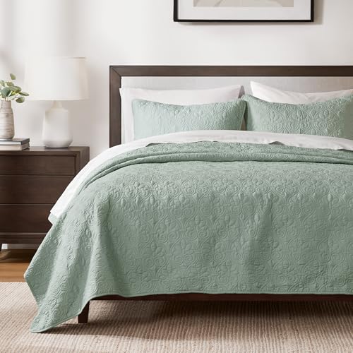 Image of Madison Park Luxurious Cotton Damask Quilt Set, 2PC Twin /Twin XL Bed Set