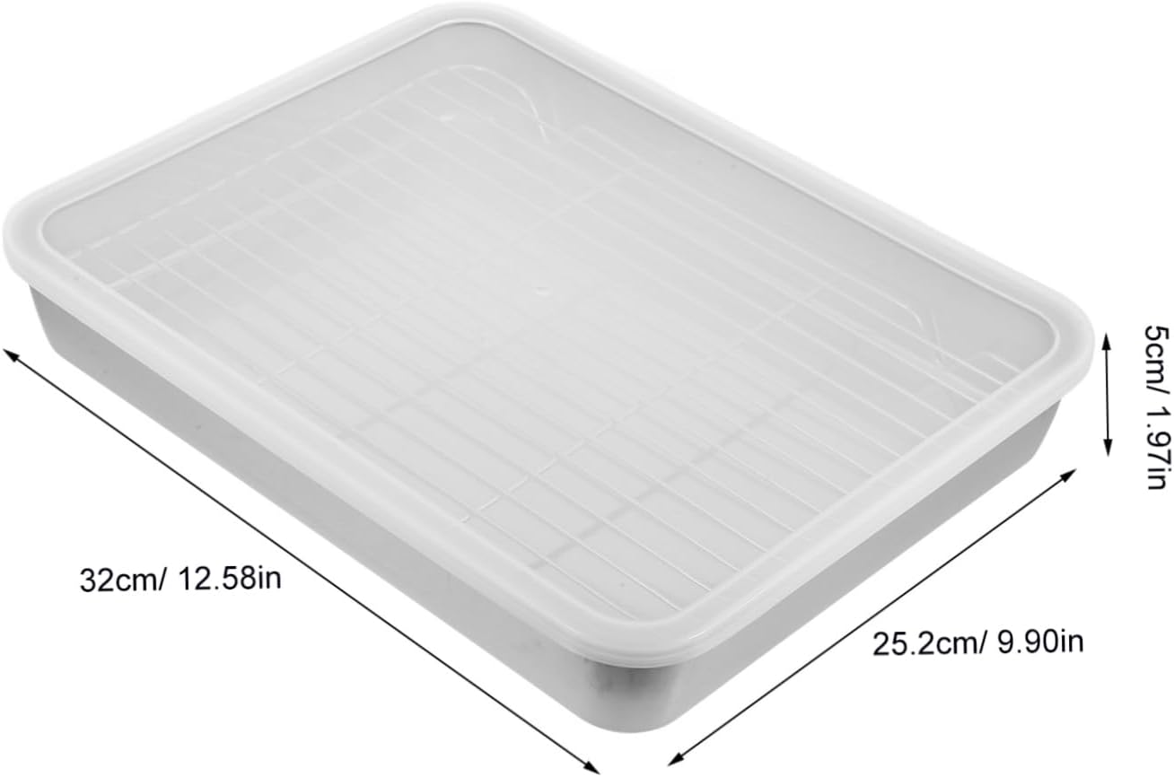Stainless Steel Roasting Pan with Rack and Cover Rectangular Oven Baking Tray Kitchen Supply for Cooking Meat and Multipurpose Baking