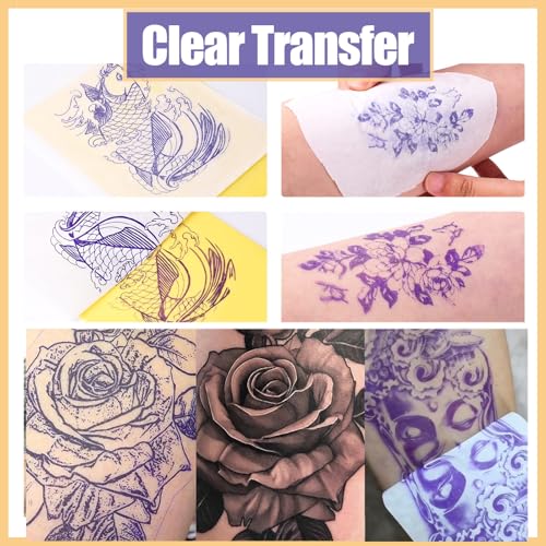 50pcs Tattoo Stencil Paper, Urknall Tattoo Transfer Papers A4 Size Transfer Paper 4 Layer Tattoo Tracing Papers DIY and Thermal Stencil for Tattooing Supplies Tattoo Kit