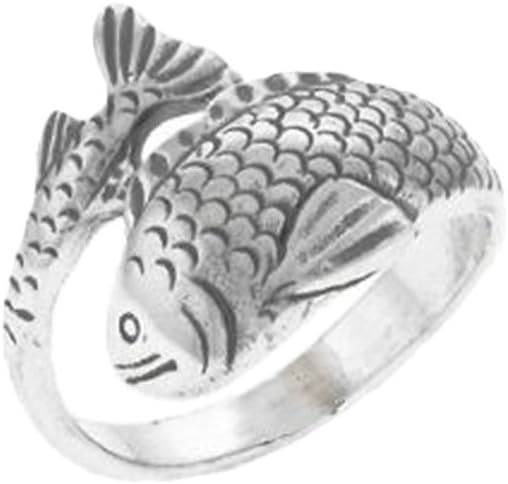 Koi Ring Japanese Carp Asian Fish Sterling Silver