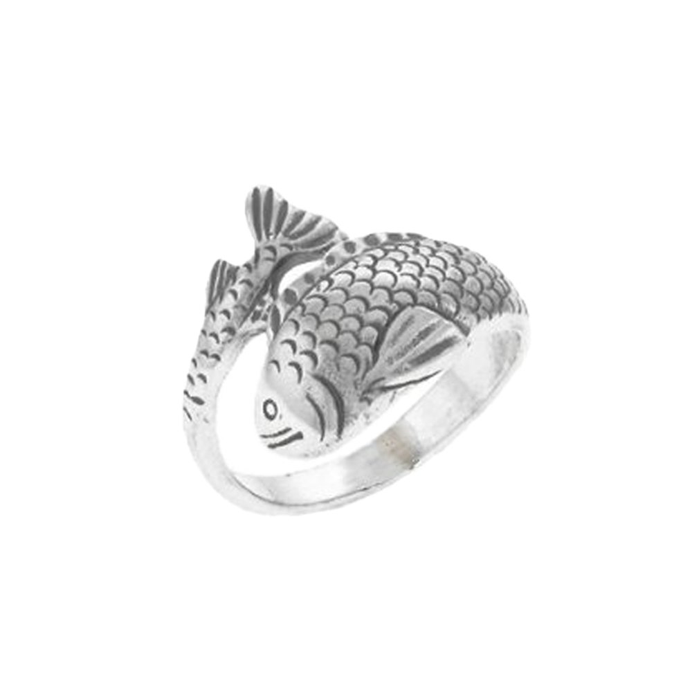 Koi Ring Japanese Carp Asian Fish Sterling Silver