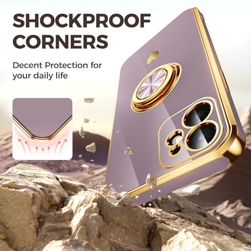 Coque iPhone 11 violet clair avec 2 verres trempés et anneau