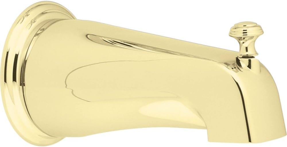 Polished Brass Tub Diverter Spout with Slip Fit Connection