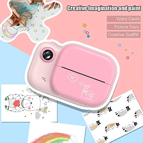 Câmera de vídeo digital Andoer Kids com impressão instantânea, tela grande de 3 polegadas, 1080p 12