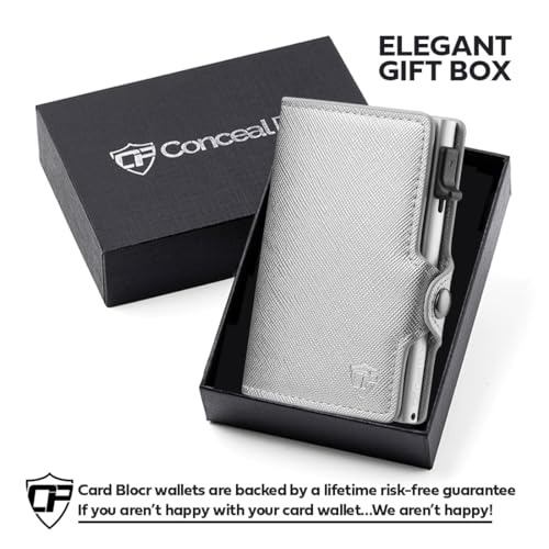 Conceal Plus Small RFID Wallet for Women, Slim Compact RFID Blocking Credit Card Holder Womens Wallet, Smart Pop Up Minimalist Card Case, Holds 4-6 Standard Cards Plus Cash & ID, Compact Travel Wallet