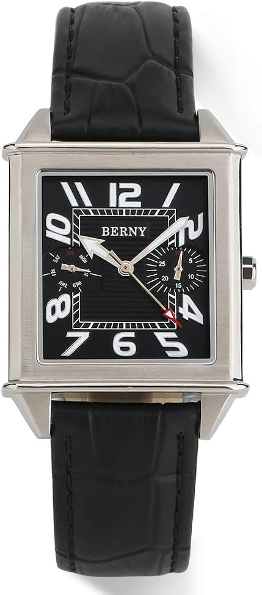 mens rectangular watch leather strap