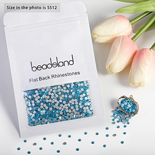 Image of Beadsland Flat Back Crystal Rhinestones,Aquamarine, SS12, 1440pcs