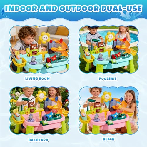 Elitevia Upgraded Toddler Sand Water Table Toy with Electric Water Pump, Kids Sand Water with Faucet/Play Food Accessories/Fishing Toy, Kitchen Play Sink Toys for Girl Boy Age 3+ (Blue) by Elitevia - Image 6