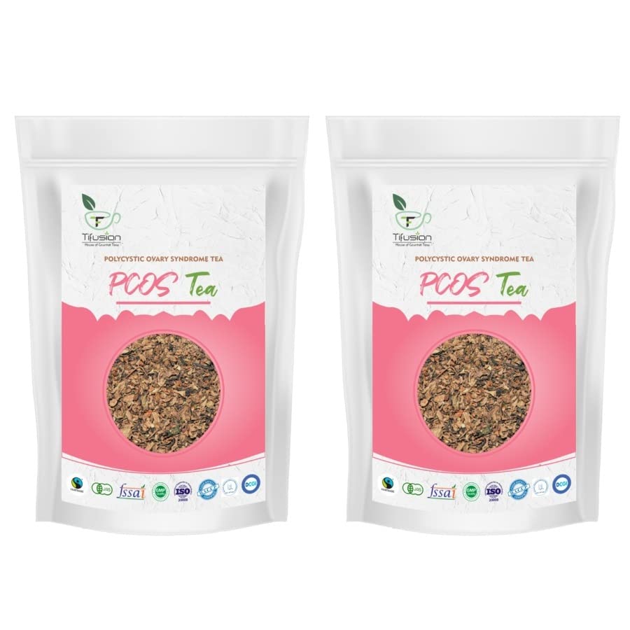 Tifusion PCOS Green Tea 200 gms 100 Cups with Spearmint Chaste Berry Nettle for Hormonal Balance and Better Period Cycle Helps in Acne and Facial Hair Growth Control And Cure|