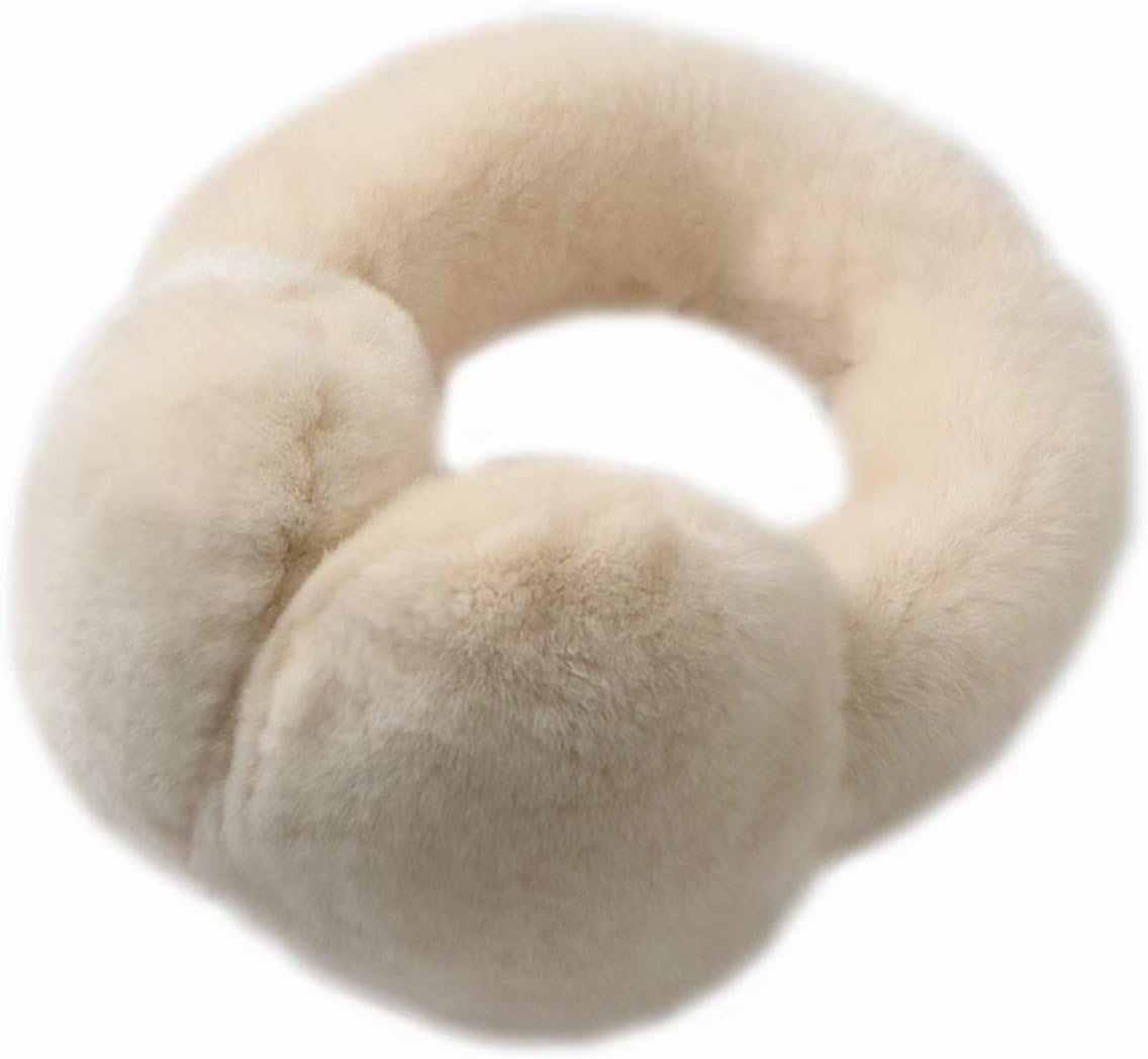 Winter Earmuffs Women Genuine Rex Rabbit Hair Ear Cover with Adjustable Headband Outdoor Warm