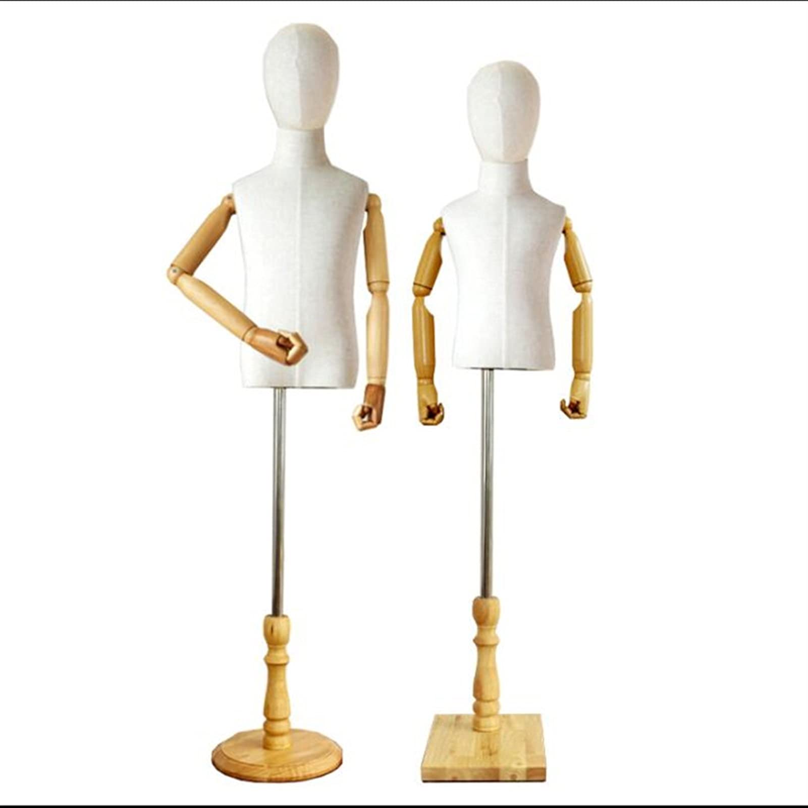 Manekin krawiecki 2-4 lata dla dzieci manekin wystawowy body półstylowe modele, odzież biała tkanina drewniana podstawa drewniana manekin ręczny wyświetlacz, 1 sztuka manekin wystawowy (kolor: 4year)