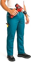 100% Cotton Men's Cargo Work Trousers - Made in Italy - Green - Classic Model with 3+1 Pockets - Comfort and Freedom of Movement Durable and Comfortable for Construction, Mechanical, Plumbing