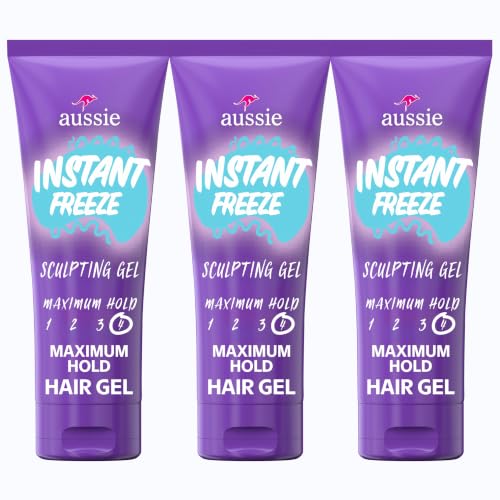 Aussie gel cheveux tenue 20h brillant boucles cheveux lisses ondulés 198g 3x