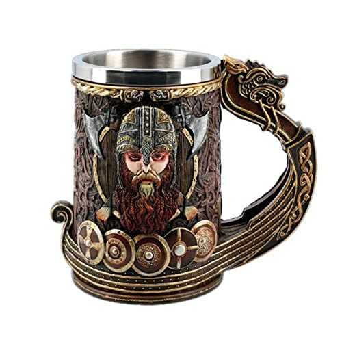 Wikinger Krug 600 Ml Mittelalterlicher Becher Bier Harz Edelstahl Tasse Viking Axt Becher Bierkrug Bierkrüge Cover