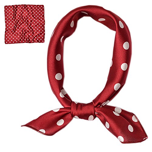Women Silk Neckerchief Polka Dot Small Square Neck Scarf for Women PSSJ01