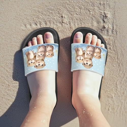 Image of Unisex Slides for Girls Boys Comfortable Slippers Slides Non-slip Shower Shoes House Fashion Thick for Indoor & Outdoor Gifts